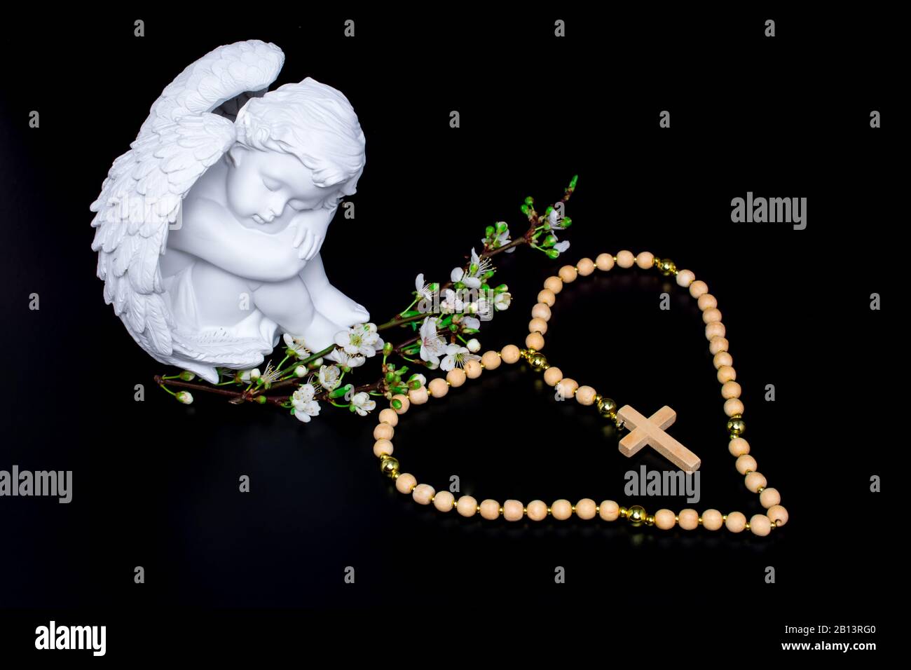 Holz-Rosenkelbaum weiße Blumen bibel Stockfoto