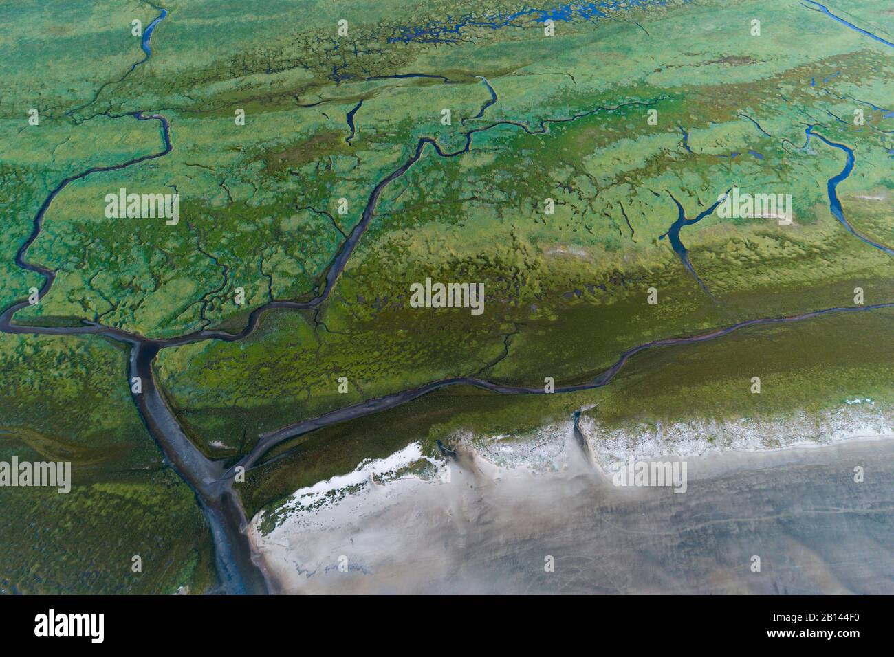 Luftaufnahmen der Wattenmeer bei Ebbe, Sankt Peter-Ording, Schleswig-Holstein, Deutschland Stockfoto