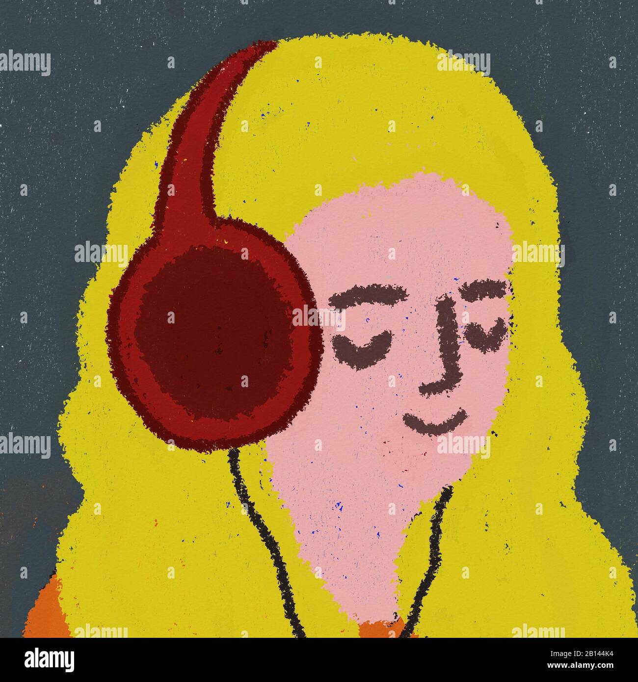 Mädchen hören Musik digitale Malerei Kunst Illustration Stockfoto