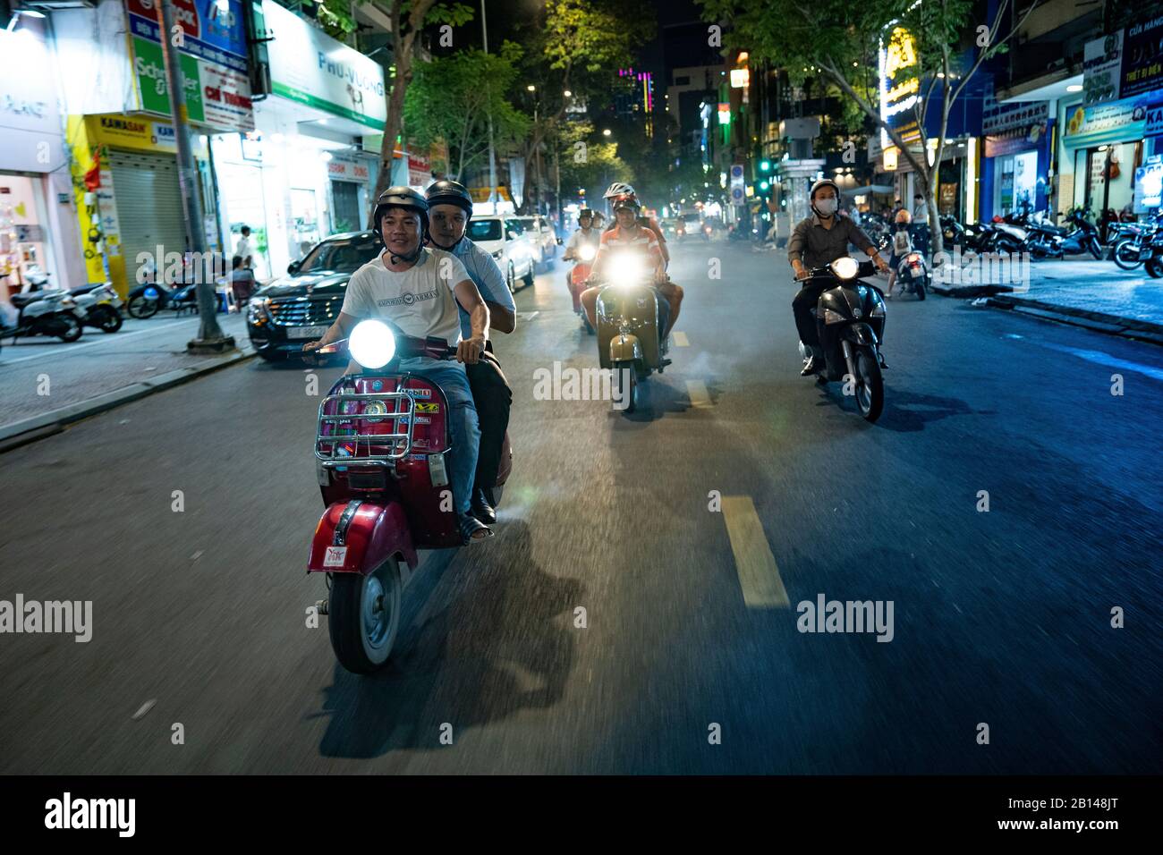 Vespa-Tour durch Saigon, Vietnam Stockfoto