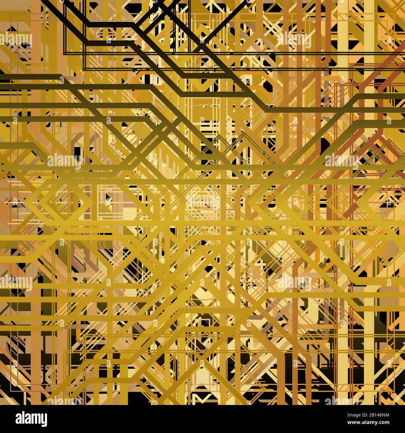 Abstrakter Art-Deco-Hintergrund mit goldenen und schwarzen parallelen Linien. Stock Vektor