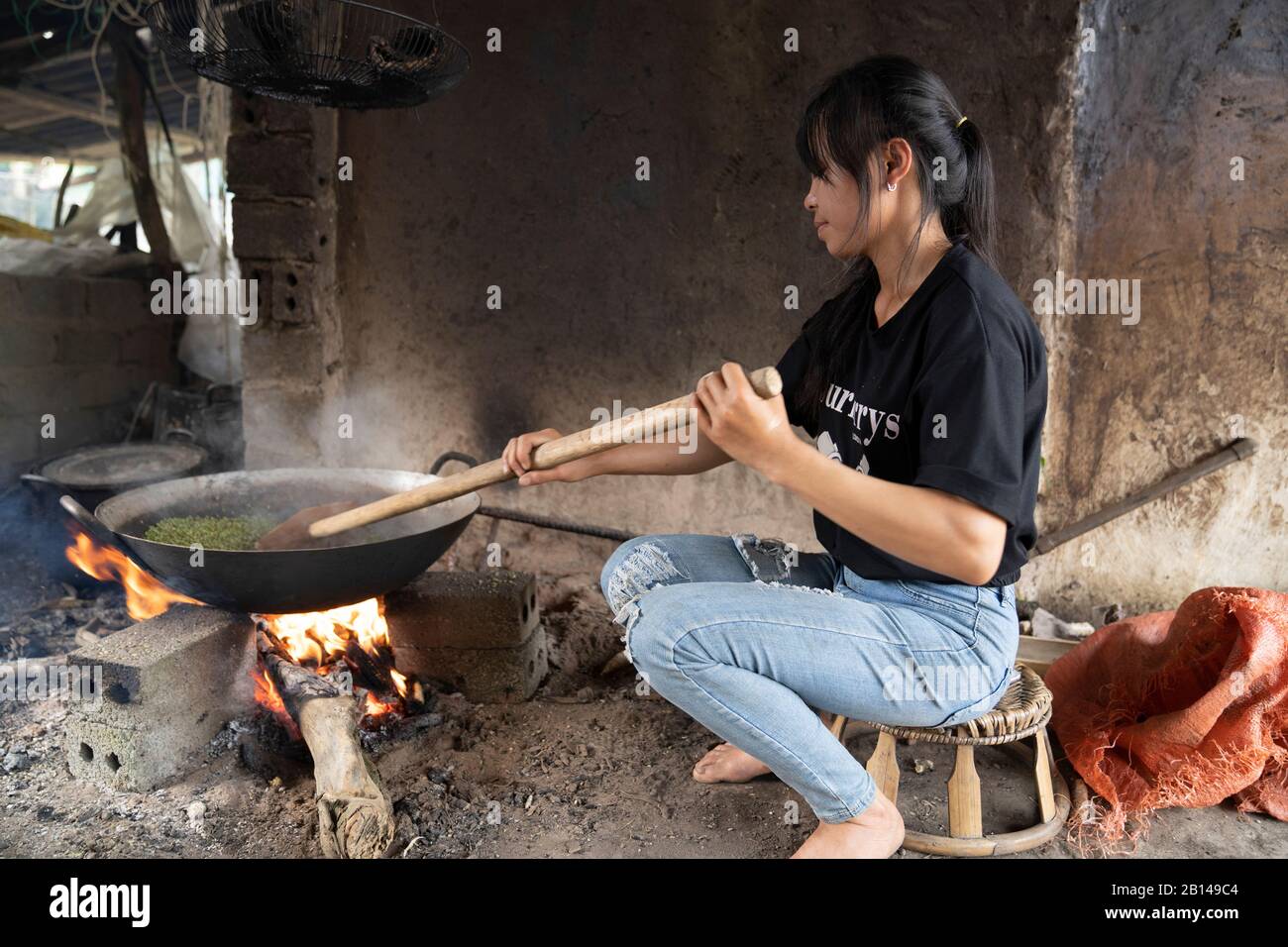 Herstellung von klebrigem Reis, Nordvietnamesen Stockfoto