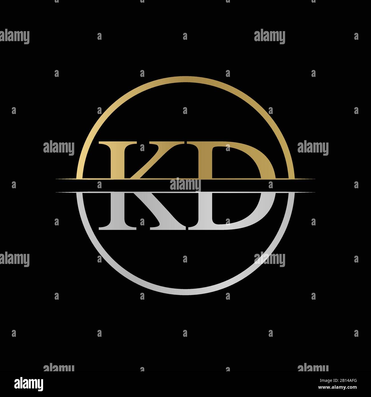 Erste Abbildung des KD Letter Logo Designs. Abstraktes Design mit KD-Logo Stock Vektor