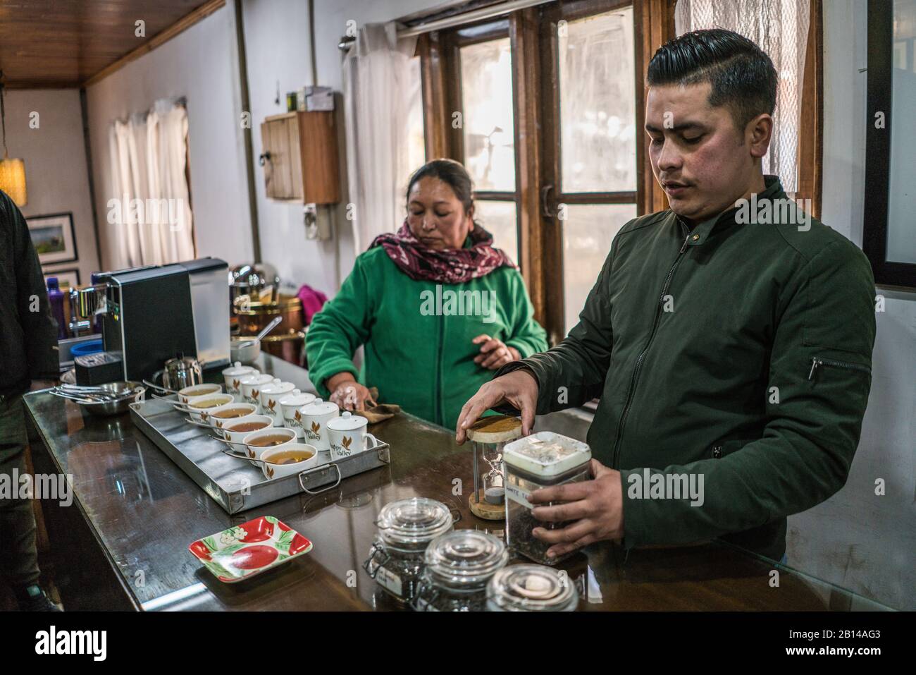 Teefabrik, darjeeling, Indien Stockfoto