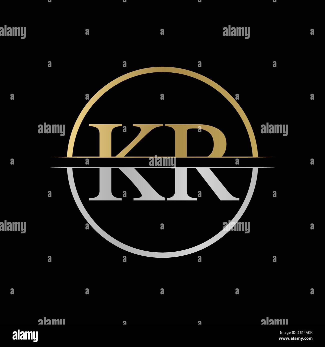 Vektor-Darstellung des KR-Buchstaben-Logos. Design mit abstraktem Letter KR-Logo Stock Vektor