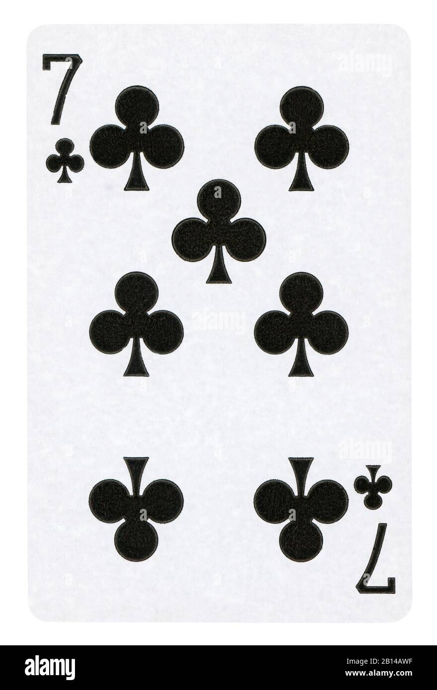 Sieben Vereine Vintage Playing Card - isoliert auf weißem (clipping path enthalten) Stockfoto