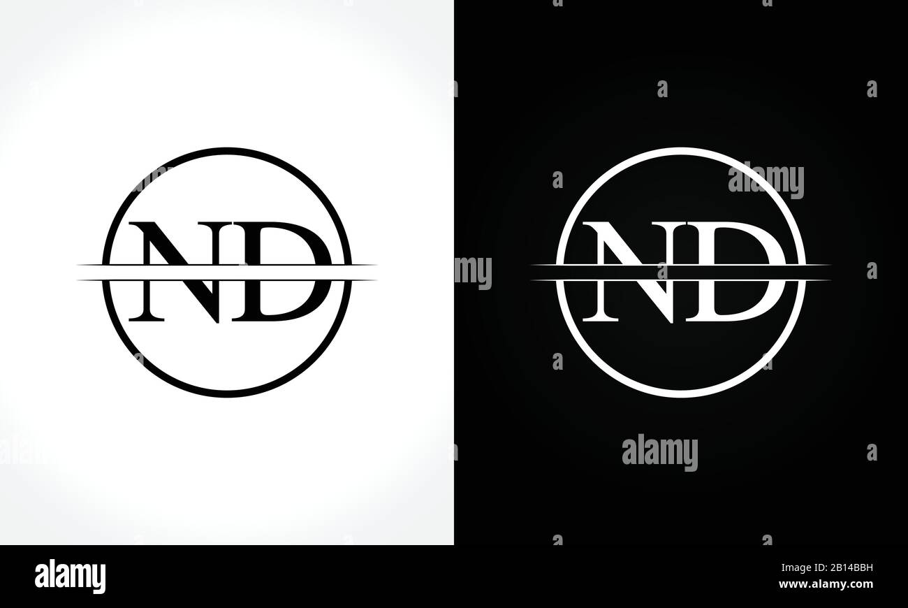 Anfänglicher Monogrammbrief ND Logo Design Vektor-Vorlage. Design mit Logo im ND-Brief Stock Vektor