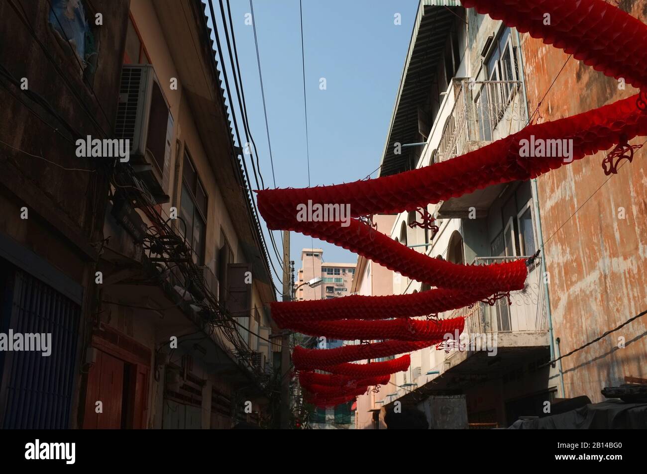 Talat Noi (Charoen Krung), der alte Bezirk, der noch immer gewürzt ist, alte Ecke des Gebäudes. Wie schick: Bangkok, Thailand Stockfoto