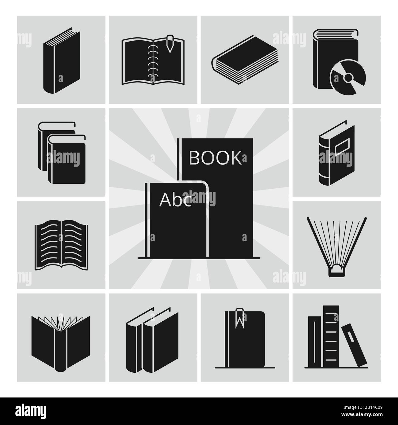 Black Books Silhouettes Icons Kollektion. Lernsymbol. Vektorgrafiken Stock Vektor