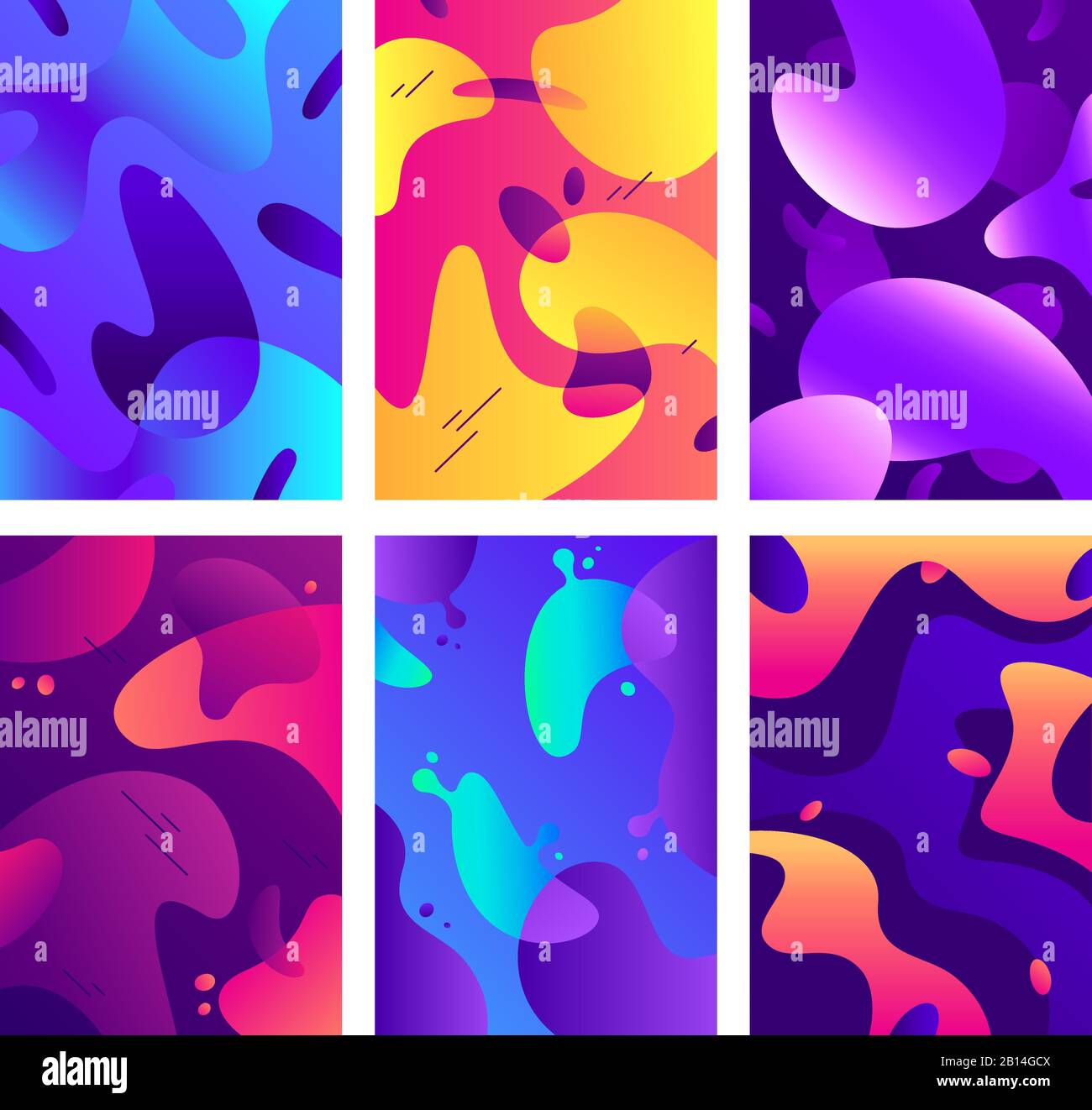 Liquid Shapes Poster. Moderne Farbflüssigkeitsform, abstrakte diffuse Farben und modische Gradientenplaker-Hintergrundvektor-Illustration Stock Vektor