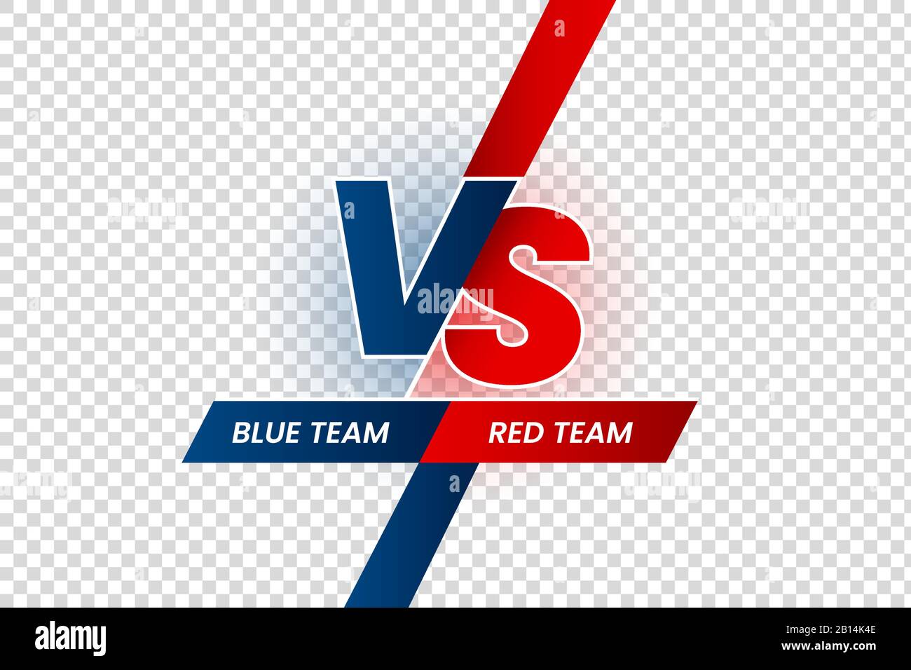 Versus Duel Headline. Kämpfen Sie gegen den roten oder blauen Teamrahmen, die Spiel-Match-Konkurrenz und die Teams konfrontieren isolierte Vektorgrafiken Stock Vektor