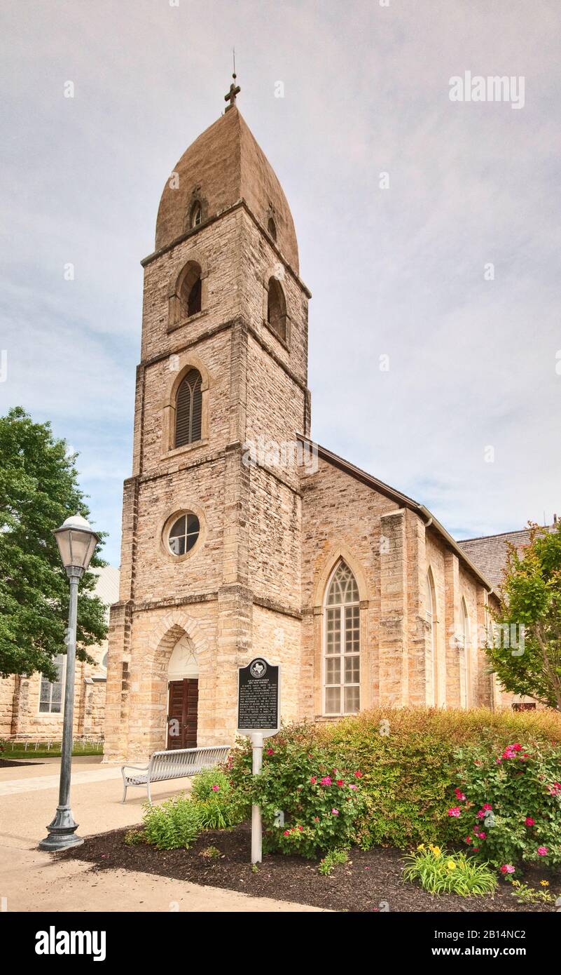 Old St. Mary Church (die alte Kirche), erbaut im Jahre 1863, Fredericksburg, Texas, USA Stockfoto