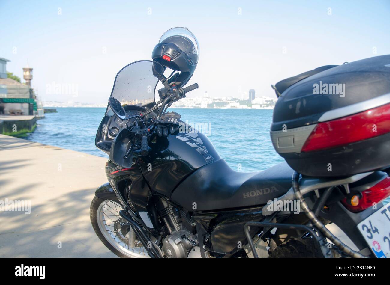 Black Honda Transalp (Editorial) Stockfoto