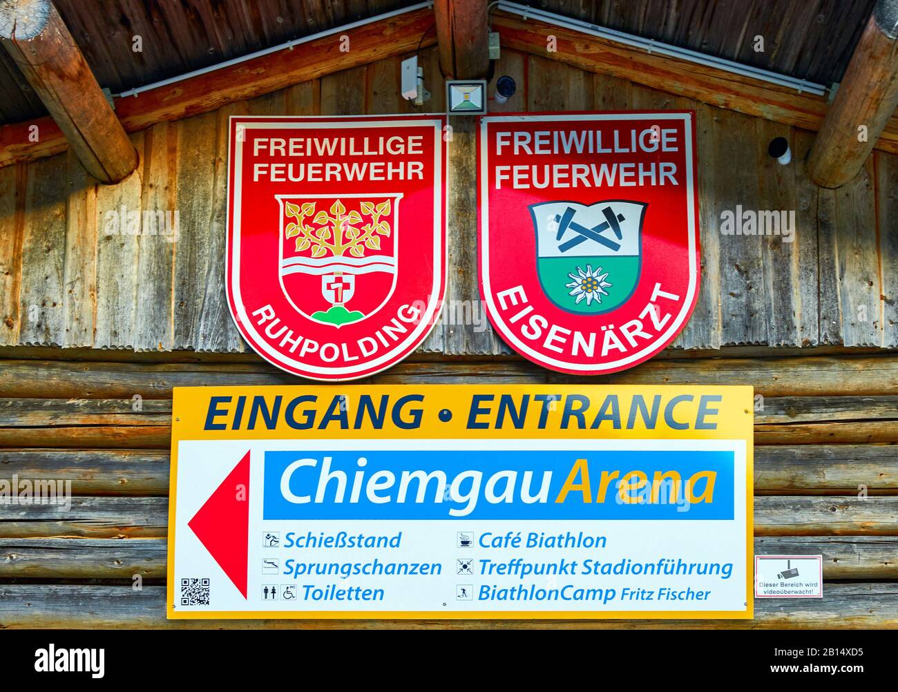 Besuch der Chiemgauer Arena - Biathlonstadion in Ruhpolding, Deutschland Stockfoto