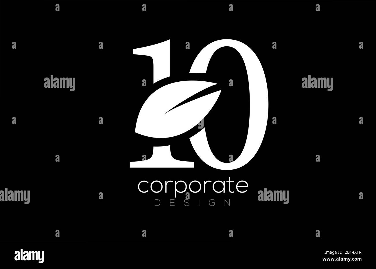 Schwarz-weiße 10-Blatt-Logo-Icon-Design für Unternehmen und Unternehmen. Geeignet für einen Logotyp Stock Vektor