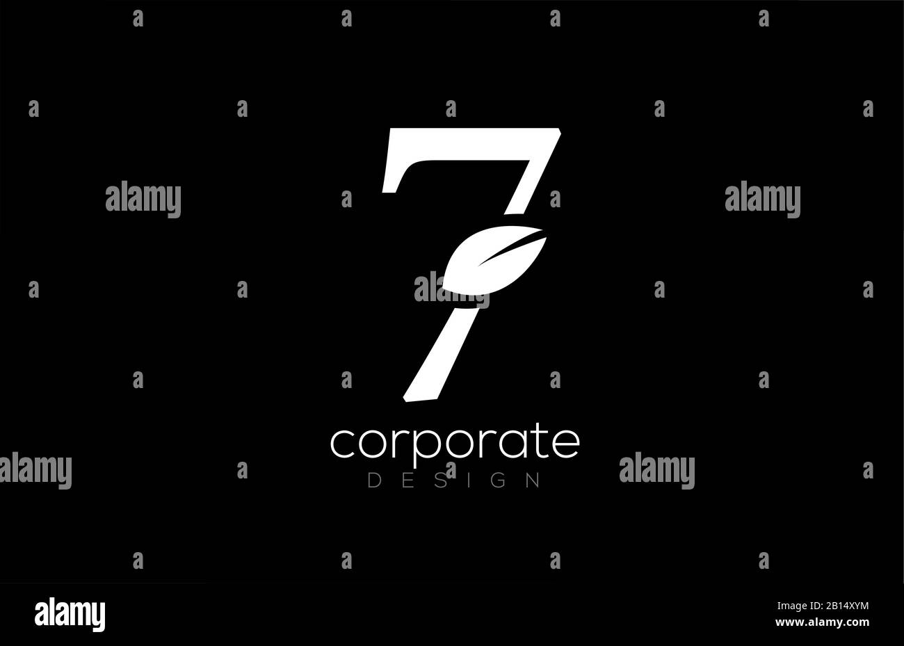 Schwarz-weiß 7 sieben Blatt Logo Design für Unternehmen und Unternehmen. Geeignet für einen Logotyp Stock Vektor
