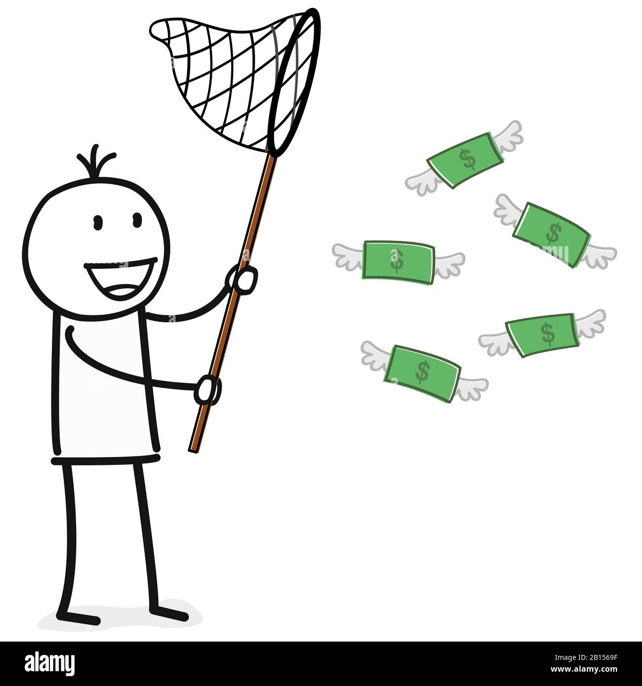 Person versucht, das Geld zu fangen Stock Vektor