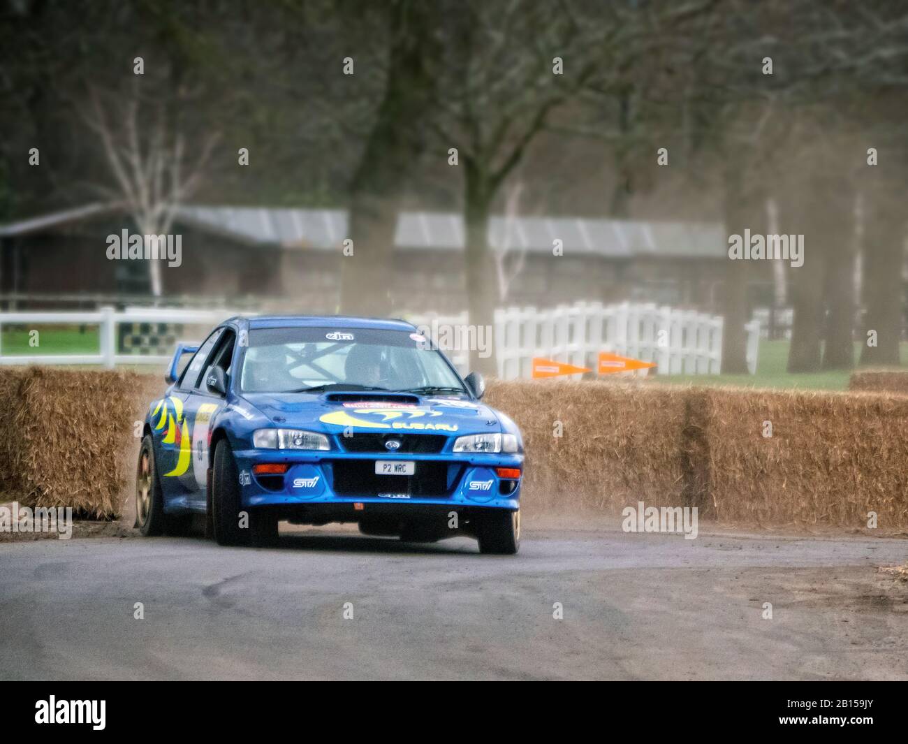 Subaru Impreza auf der Rallye-Bühne bei Race Retro Motorsport Show Stoneleigh Park Warwickshire UK. . Stockfoto