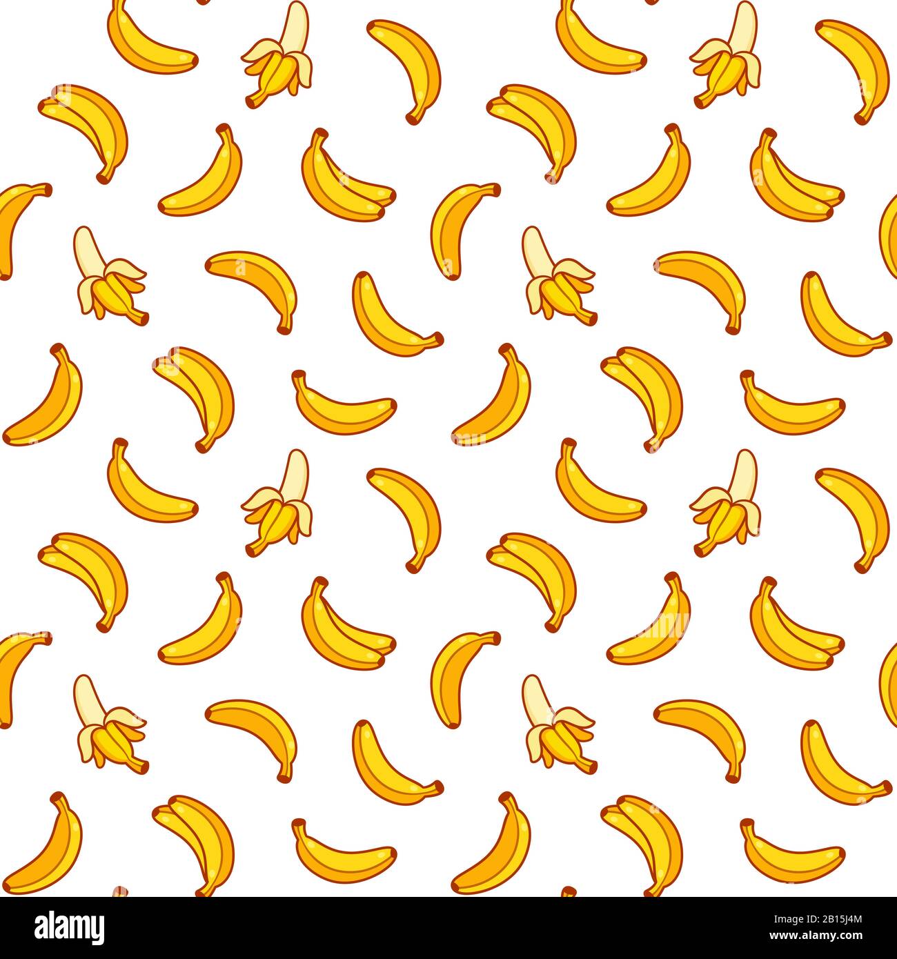 Cartoon Banane nahtloses Muster. Helle handgezeichnete gelbe Bananen auf weißem Hintergrund. Vektorclip Art Illustration Kollektion. Stock Vektor
