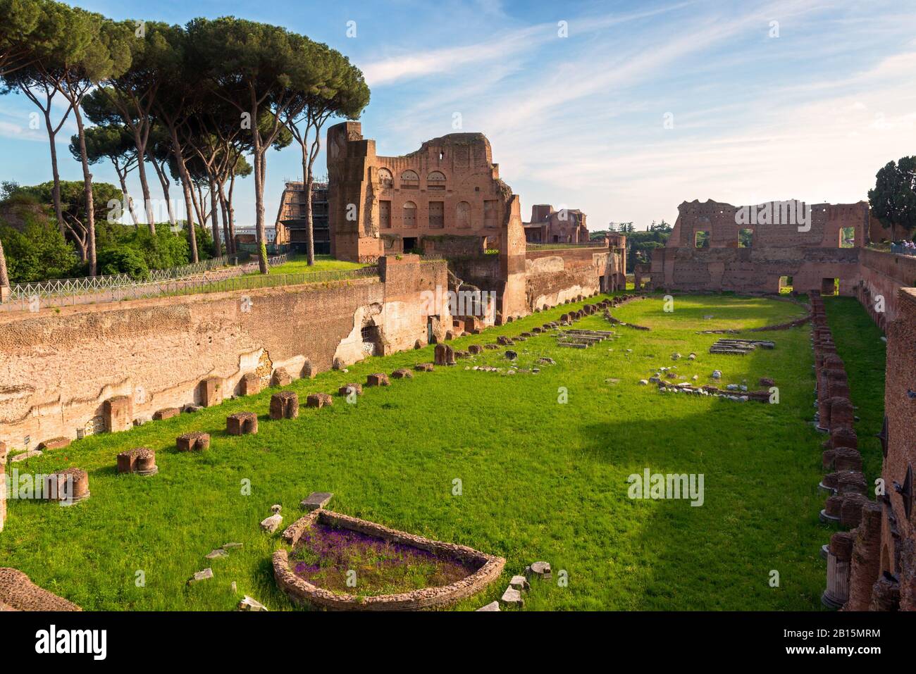 Blick auf das Domitian-Stadion auf dem Palatin in Rom, Italien Stockfoto