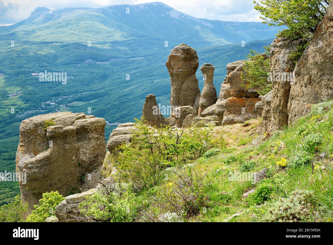 Die Formationen des Demerdji-Gebirges. Landschaft der Krim, Russland. Stockfoto