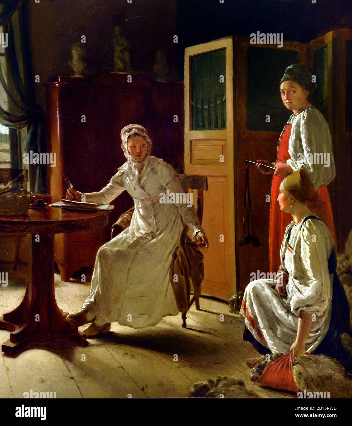 Morgen der Herrin des Landguts 1823 von Alexei Venetsianow, 170-1848 Russland, Russisch, Föderation, Stockfoto