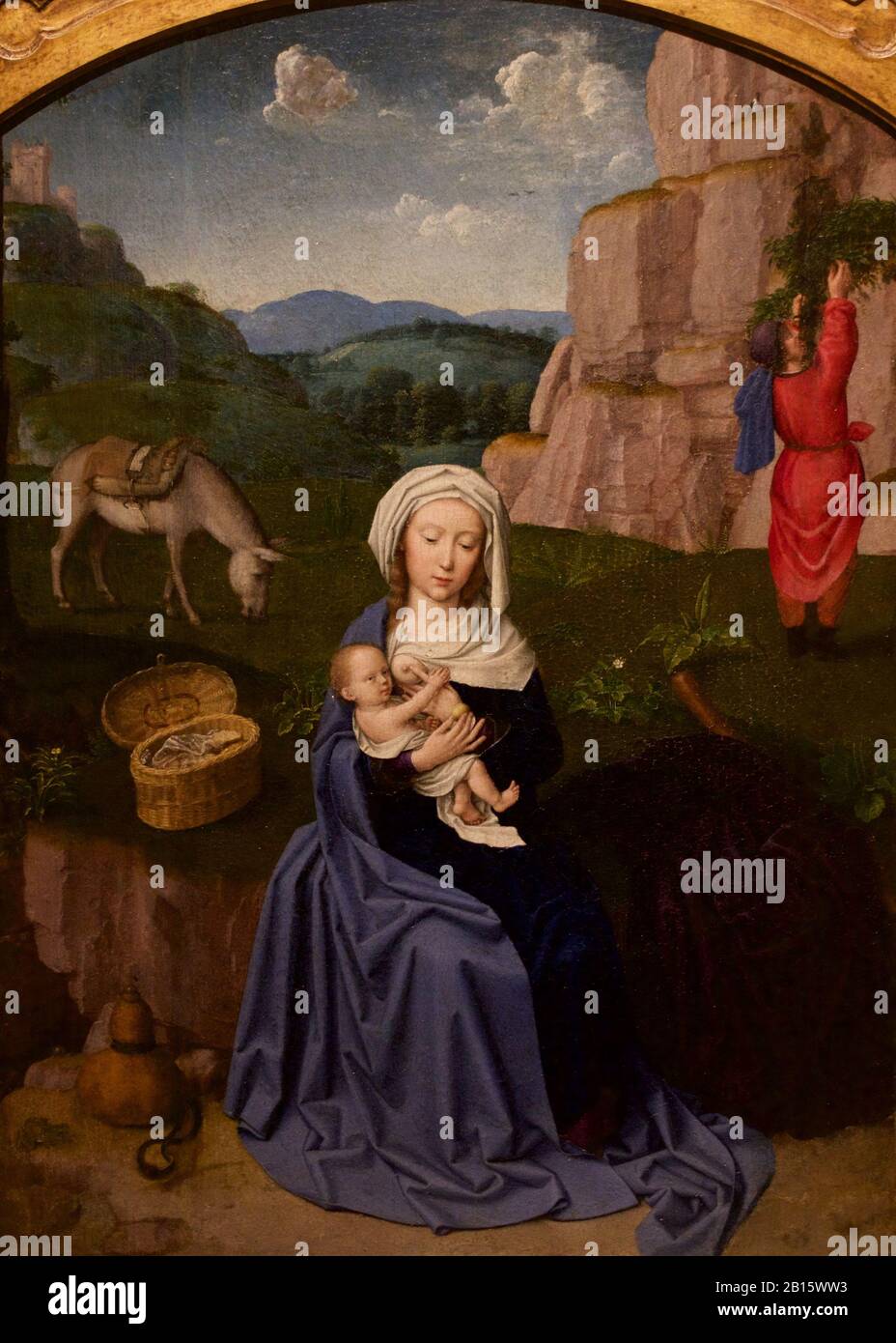 Ruhe auf der Flucht nach Ägypten, Kreis von Gerard David, c.. 1500-1525 Stockfoto