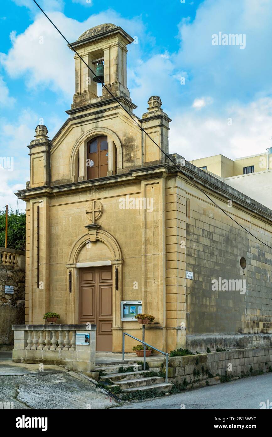 Malta, St. Paul's Bay: Die alte Kirche unserer Lieben Frau vom Berg Karmel oder Madonna Tal-Karmnu. Stockfoto