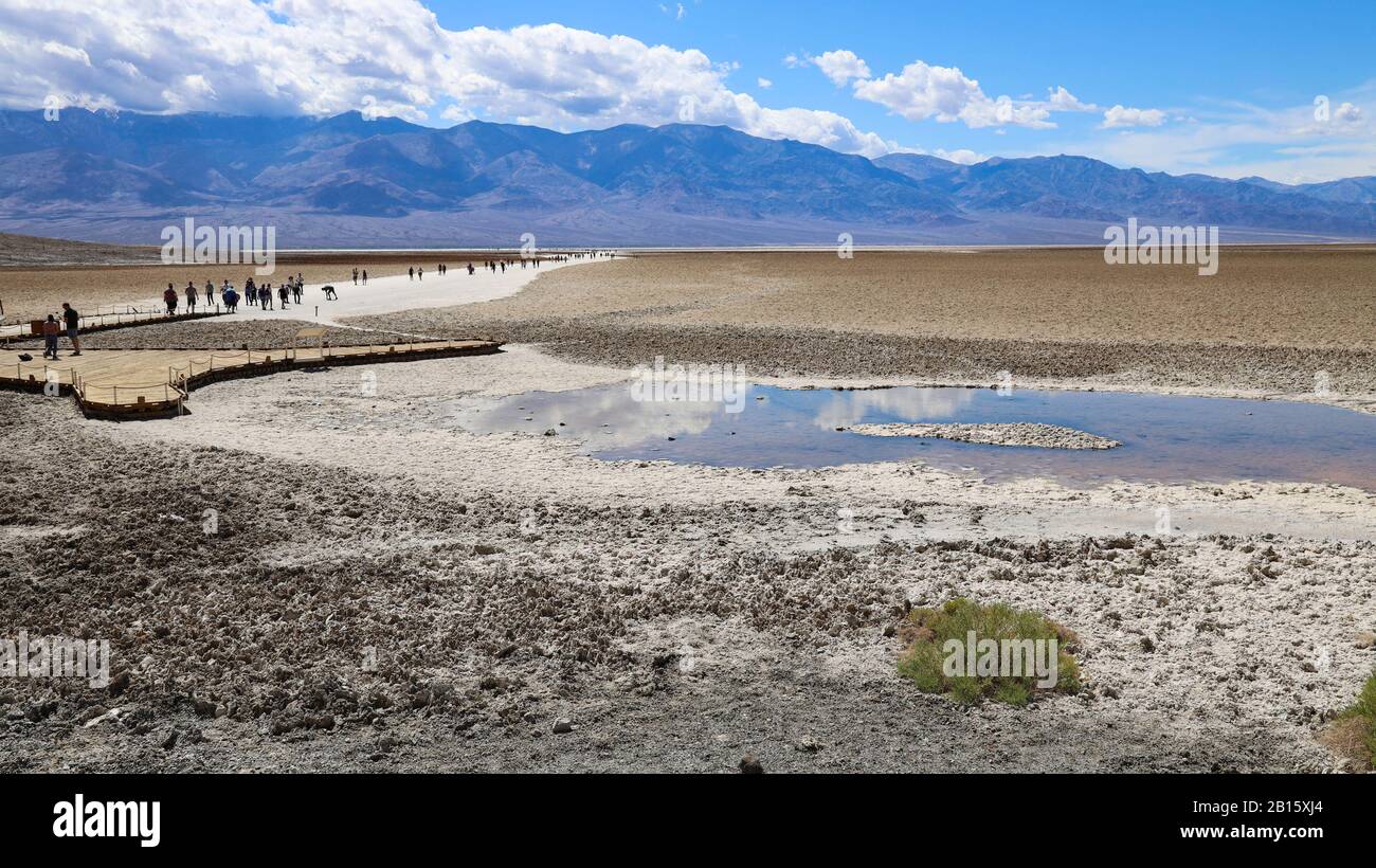 Salzwohnung im Badwater Basin, Todestal Stockfoto