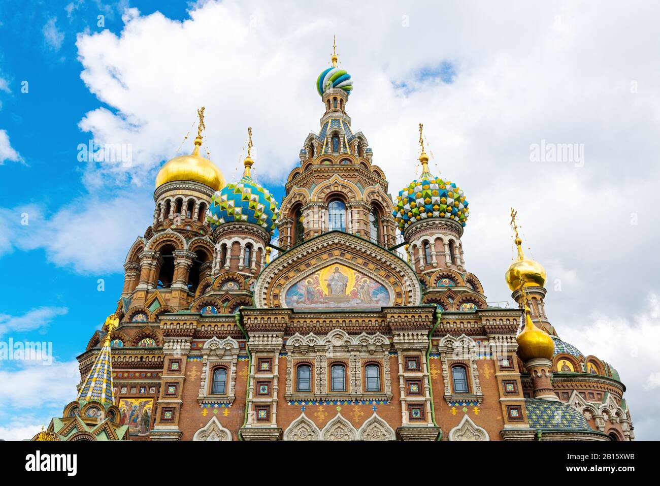 Erlöserkirche auf Verschüttetem Blut (Christuskathedrale) in Sankt Petersburg, Russland. Es ist ein architektonisches Wahrzeichen von Central Stockfoto