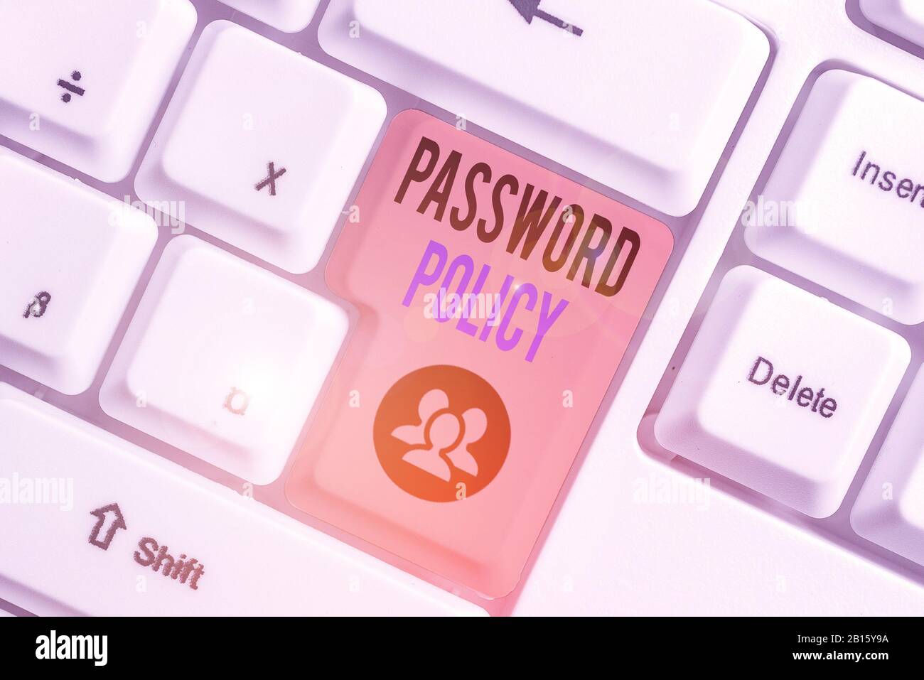 Konzeptionelles Schreiben mit Passwortrichtlinien. Konzept bedeutet den ersten Schutz vor unbefugtem Zugriff Stockfoto