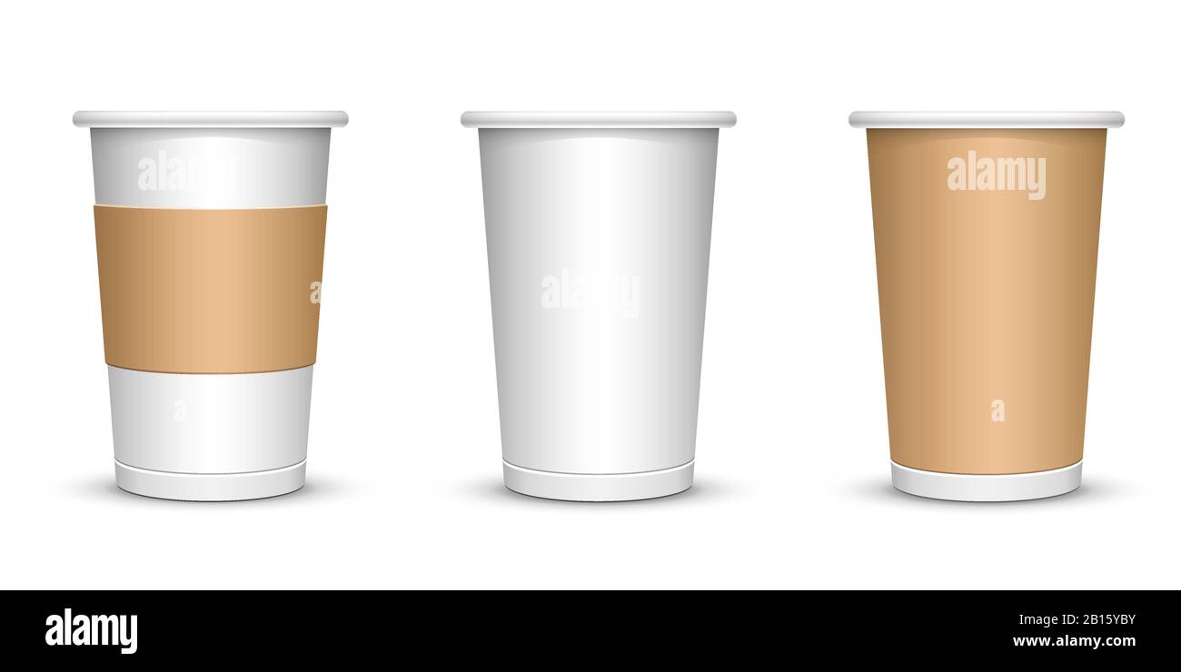 Eine Tasse Pappe mit weiß isoliertem Hintergrund. Stock Vektor