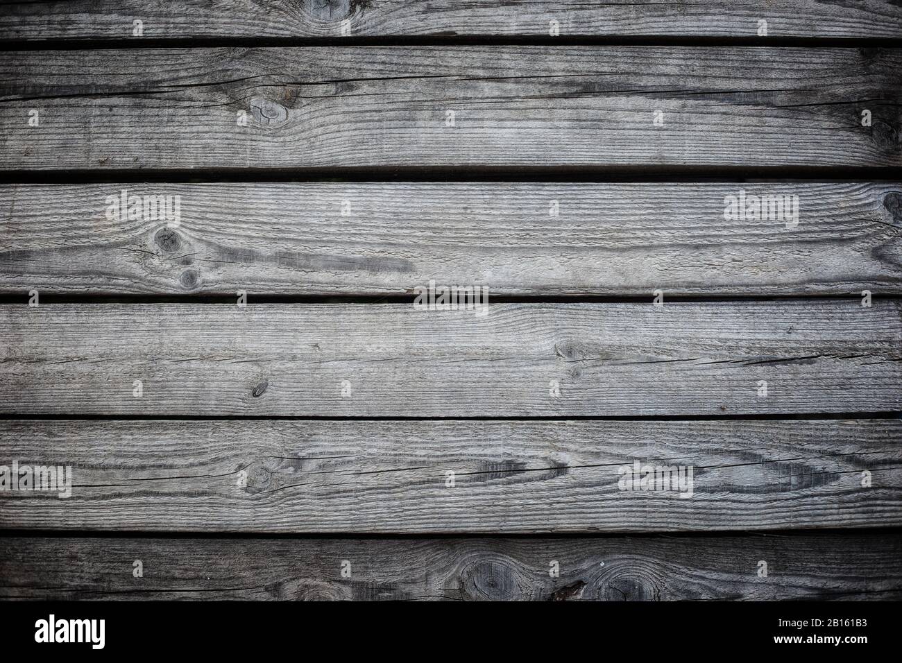 Hintergrund alte Textur aus dunklem Holz, grau, mit horizontalem Holzmuster. Spase kopieren Stockfoto