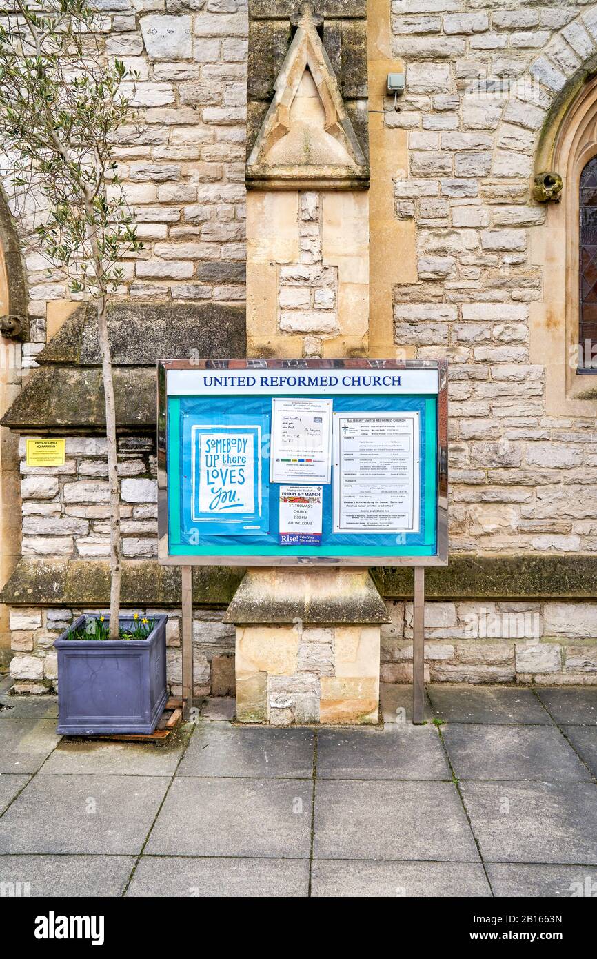 Vereinigte Reformierte Kirche Notice Board Stockfoto