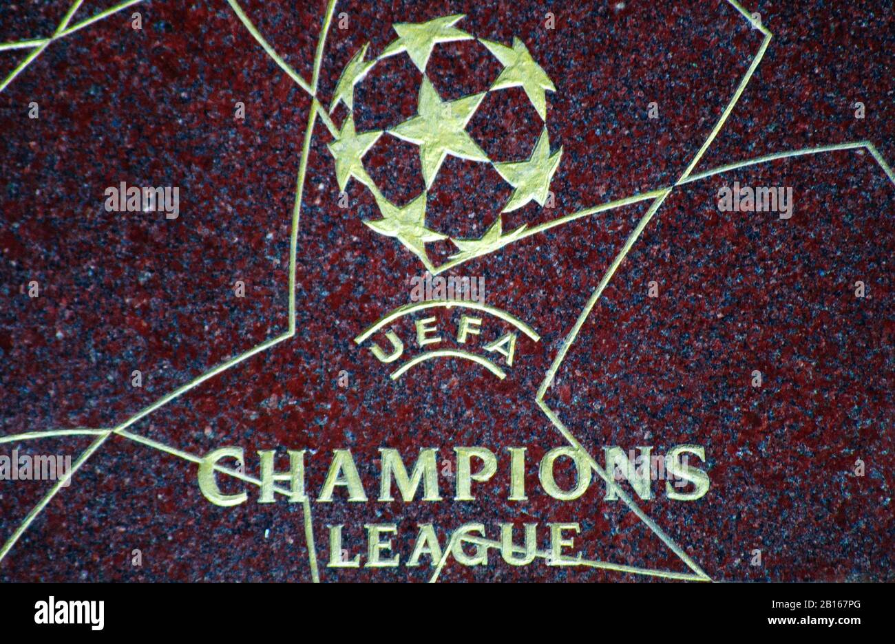 Moskau, RUSSLAND - 15. August 2017 Logo UEFA Champions League Stockfoto