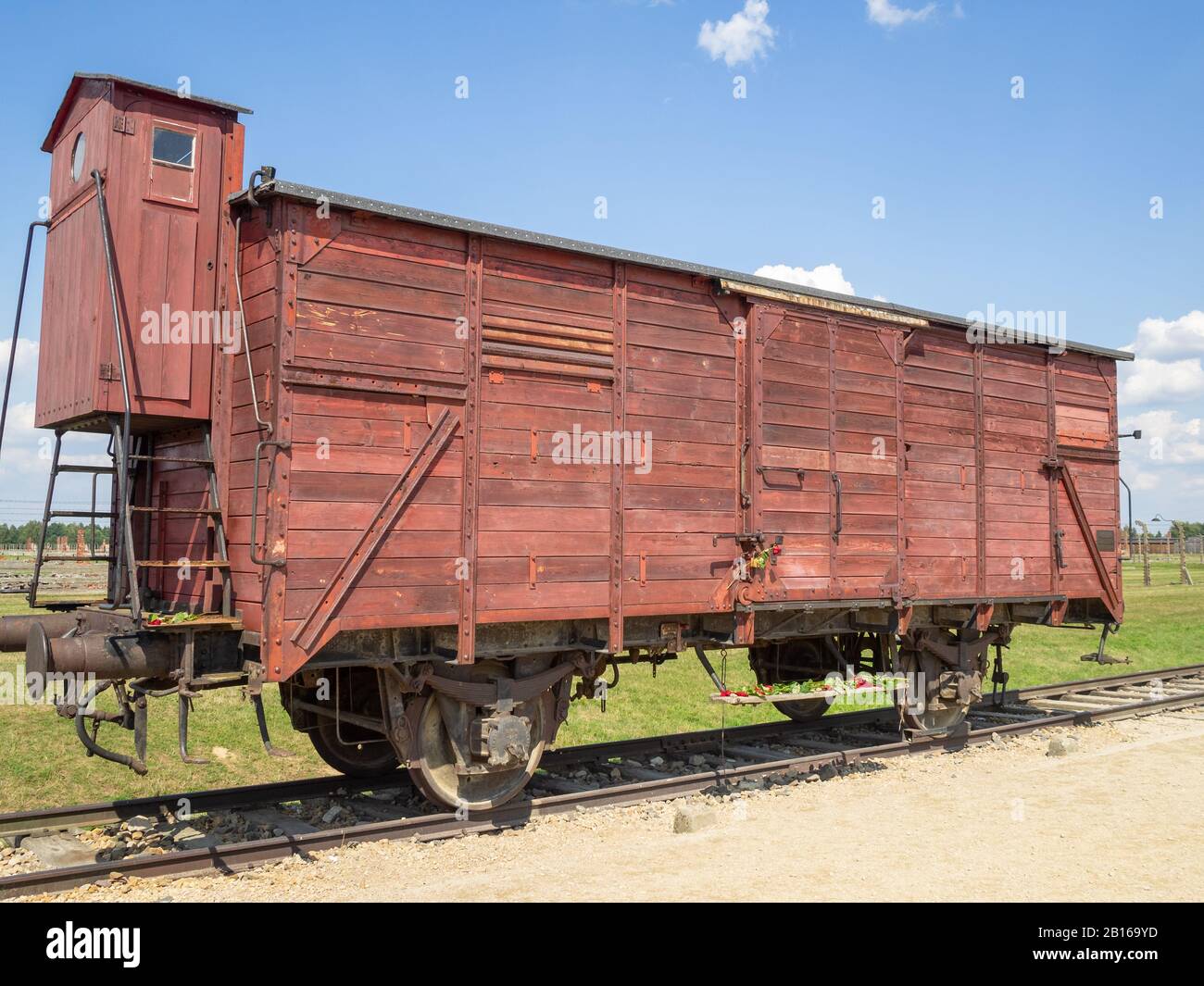 Eisenbahnwaggon im Konzentrationslager Auschwitz II Stockfoto