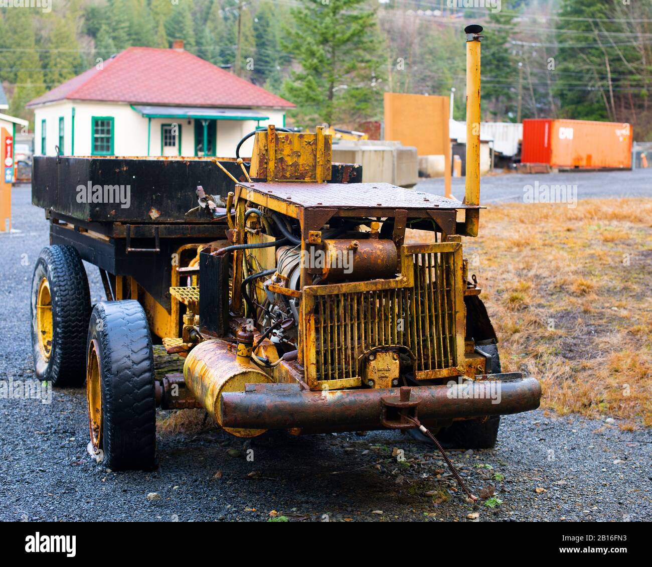 Ein alter Müllwagen im Britannia Mine Museum in Britannia Beach, British Columbia, Kanada Stockfoto