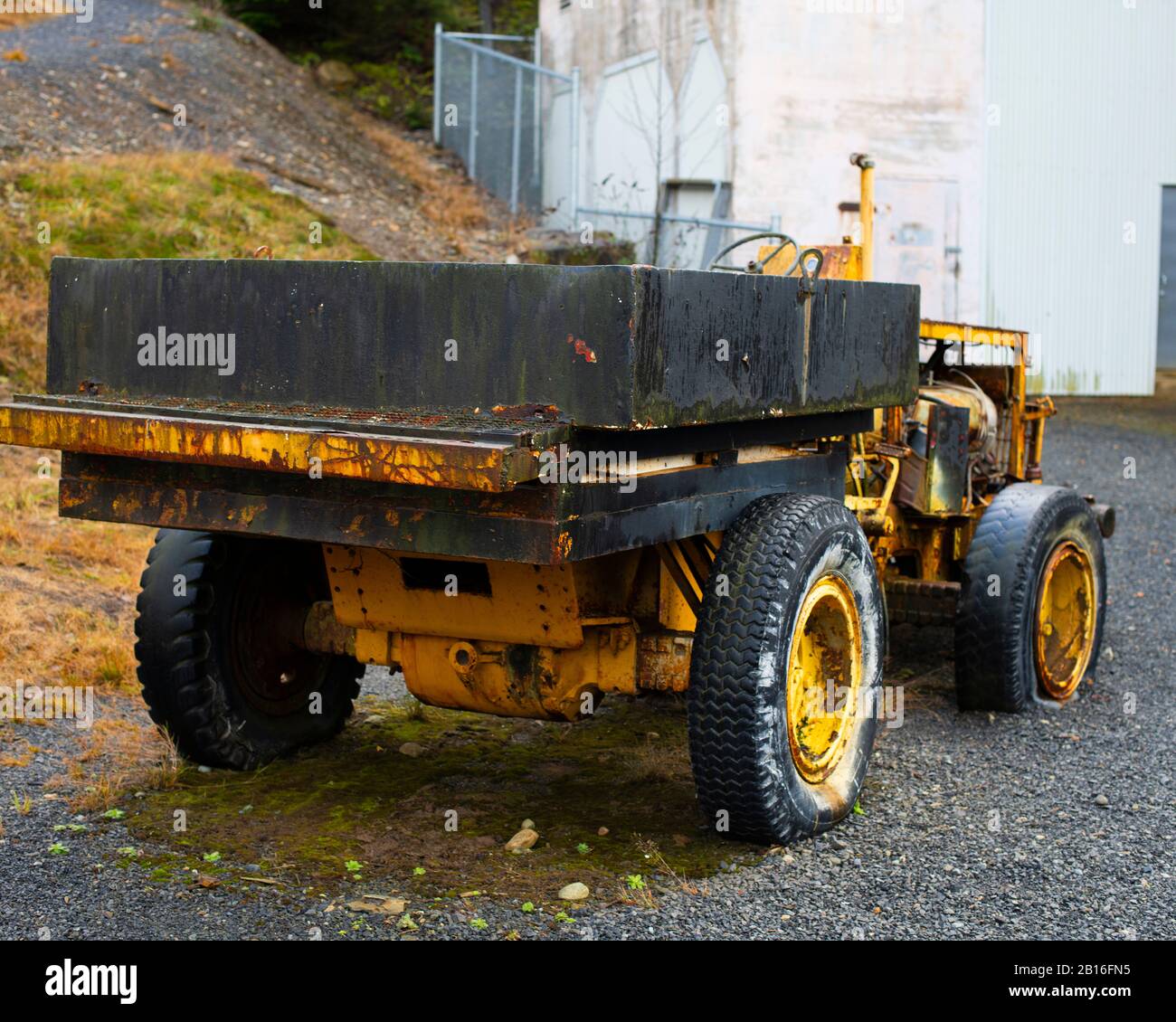 Ein alter Müllwagen im Britannia Mine Museum in Britannia Beach, British Columbia, Kanada Stockfoto