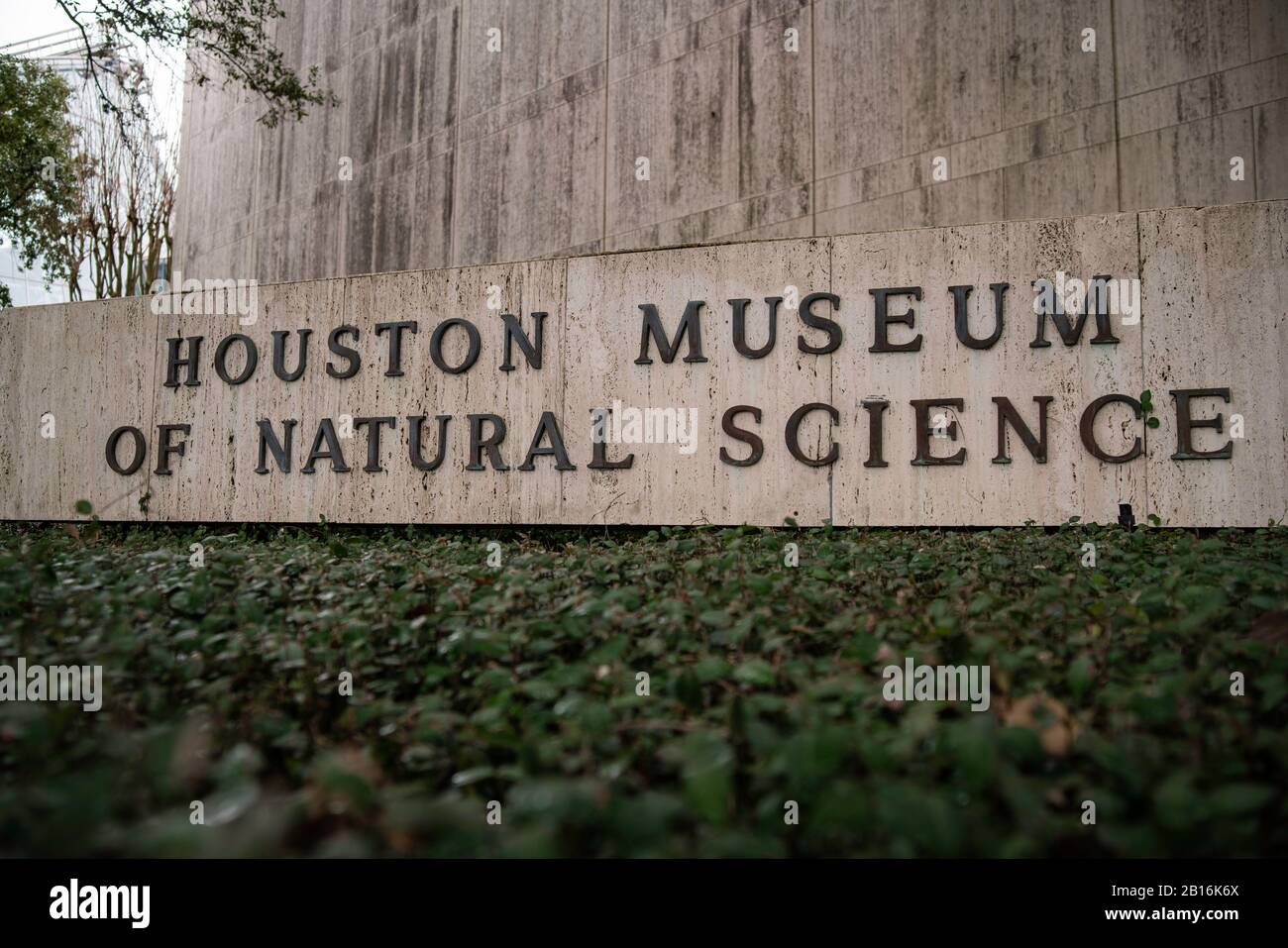 Houston, Texas - 11. Februar 2020: Schild "Houston Museum of Natural Science" Stockfoto