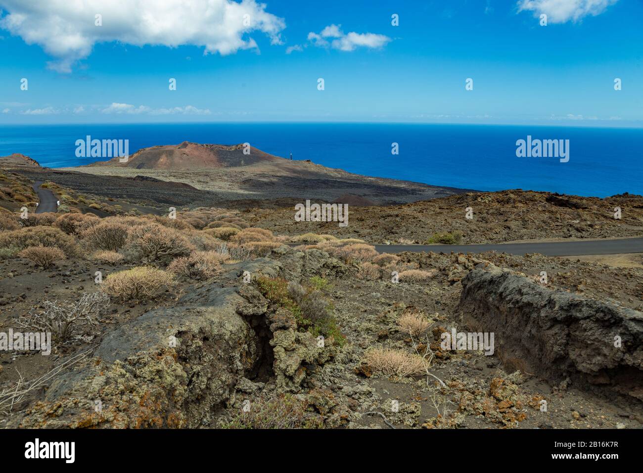 Vulkanische Landschaft in der Nähe des Orchilla-Leuchtturms. Südwestküste der Insel El Hierro. Spanien. Stockfoto