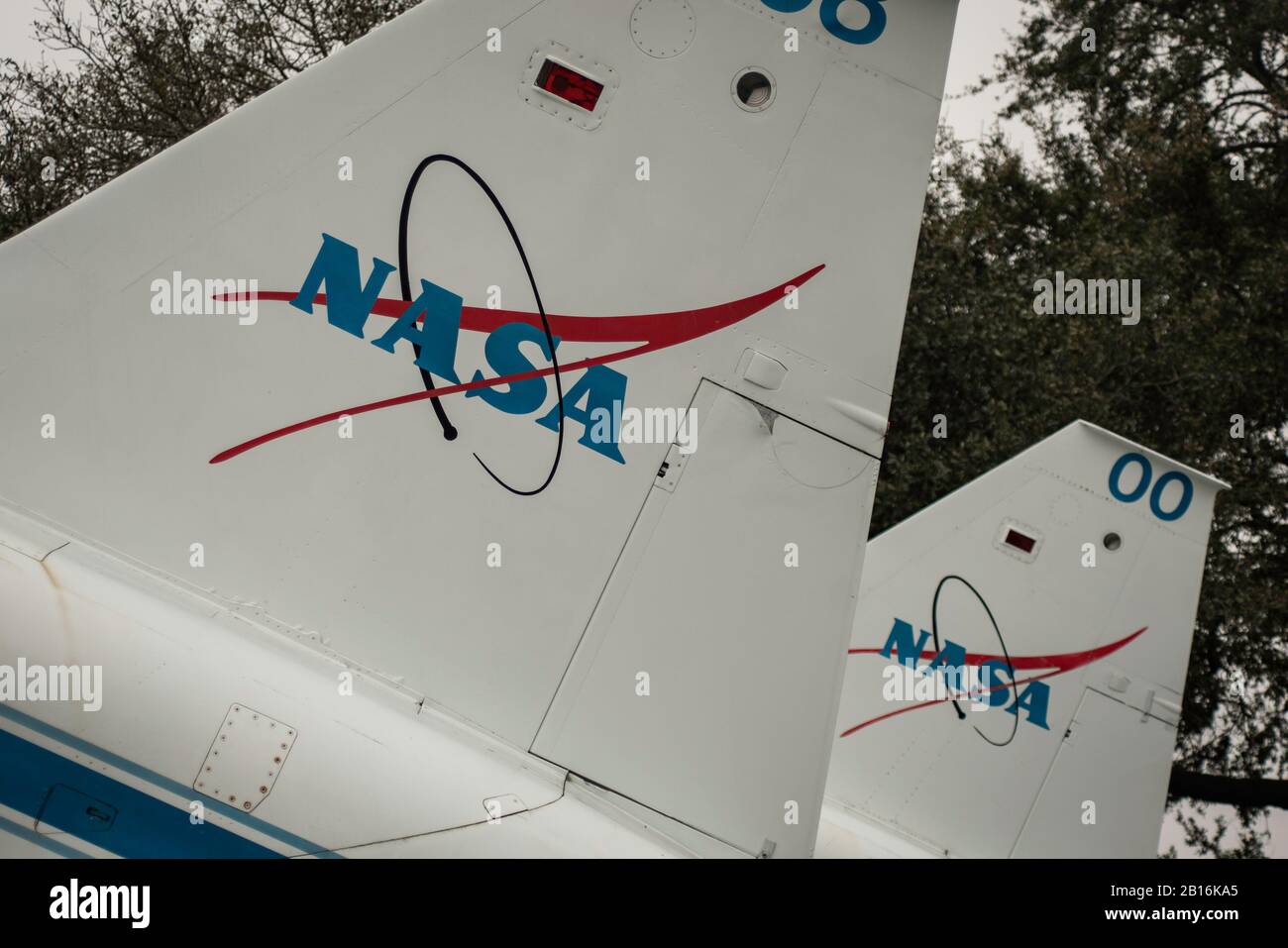 Houston, Texas - 11. Februar 2020: NASA-Logo auf Flugzeugschwanz Stockfoto