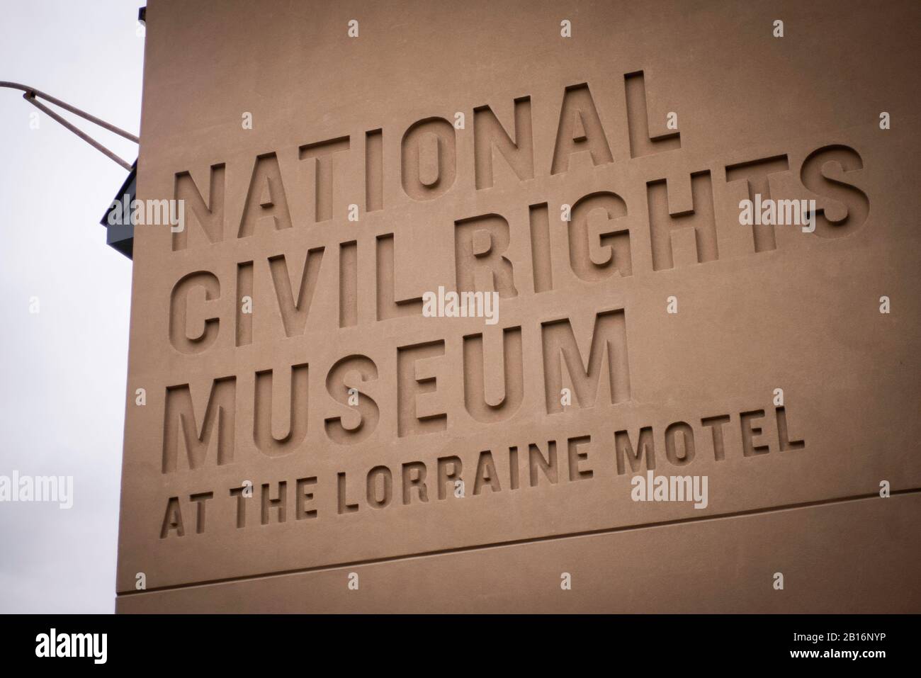 Memphis, Tennessee - 27. Januar 2020: National Civil Rights Museum Logo im Lorraine Motel, Ort des MLK-Attentats Stockfoto