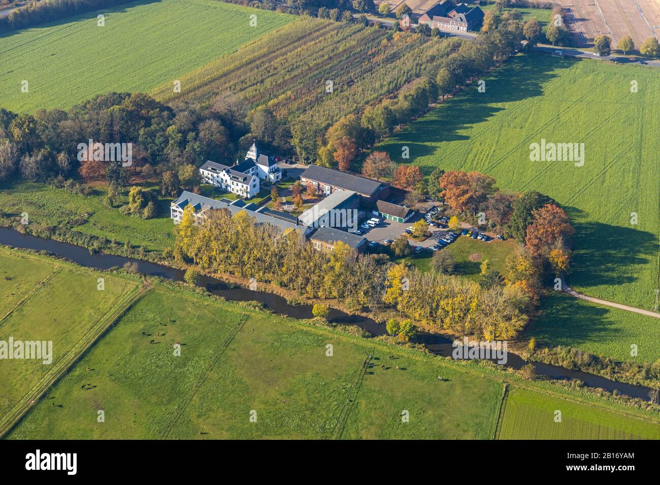 Luftbild, Seniorenzentrum Haus Golten, Fluss Niers, Geldern, Niederrhein, Nordrhein-Westfalen, Deutschland, Altenheim, Seniorenheim, Seniorenheim Stockfoto