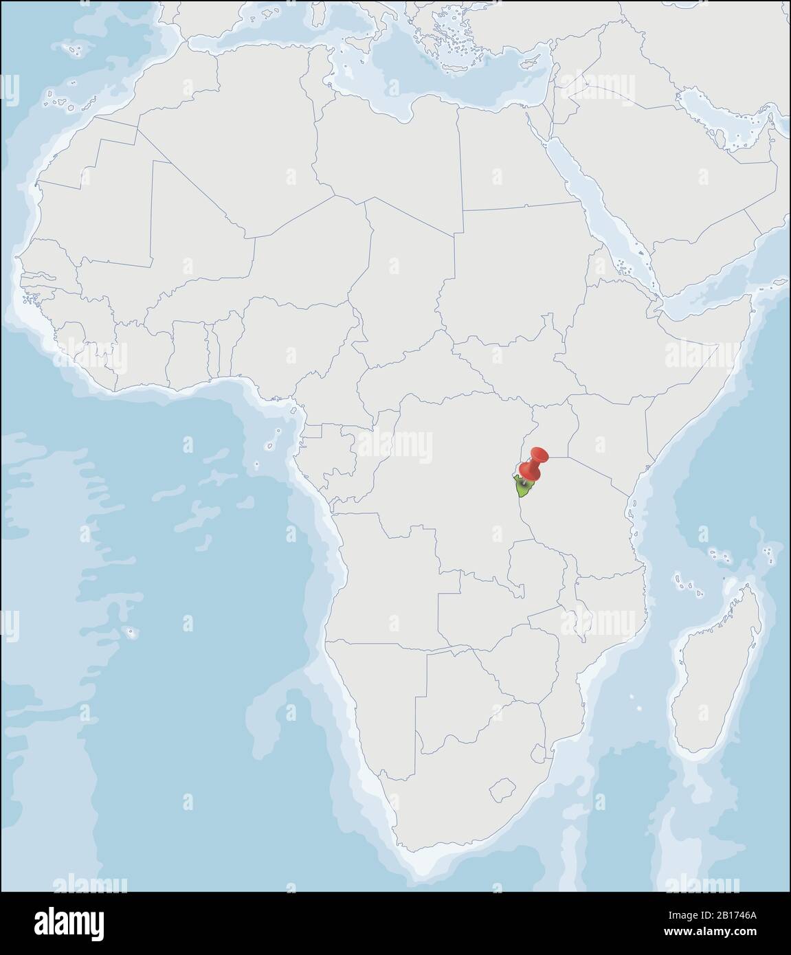 Lage der Republik Burundi auf der Afrika-Karte Stock Vektor