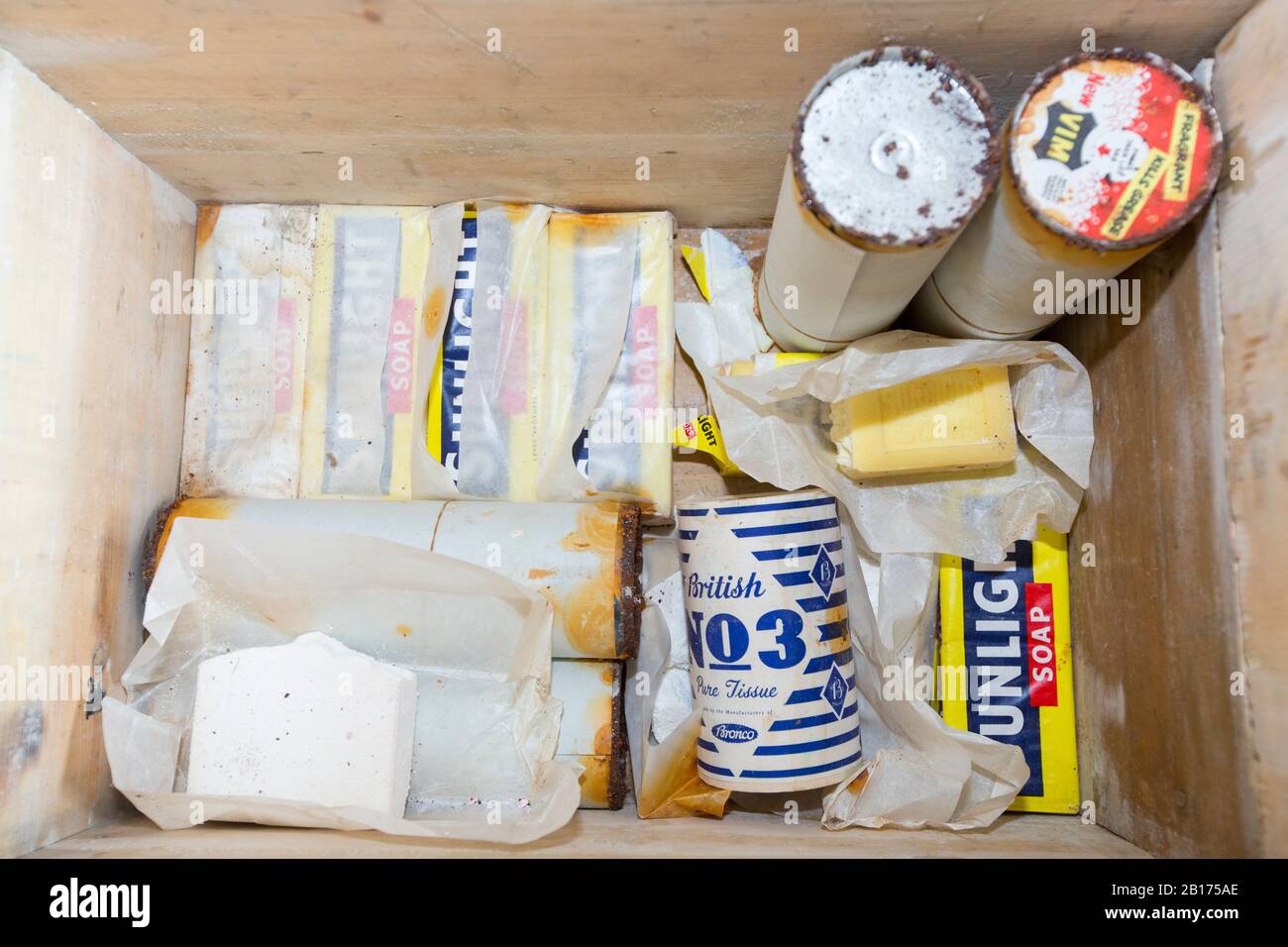 Old Soap in Station W, einer alten britischen wissenschaftlichen Forschungsstation auf der Detaille Island, Graham Land, Antarktis. Stockfoto
