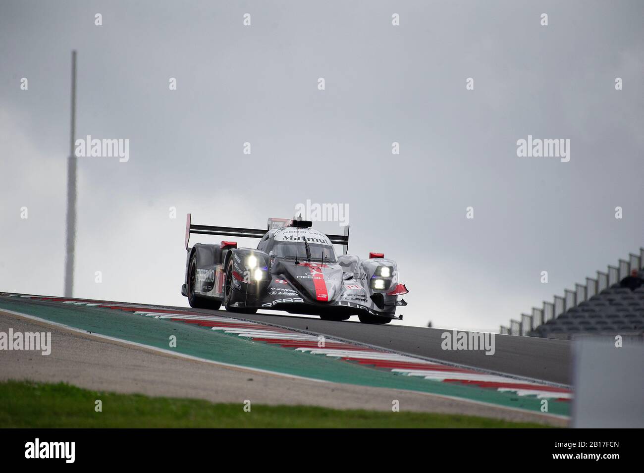 Austin, Texas, USA. Februar 2020. Rebellion Racing Bruno Senna (Fahrer 1), Gustavo Menezes (Fahrer 2) und Norman Nato (Fahrer 3) mit LMP1 #01, die den Rebellion R13 Gibson bei Lone Star Le Mans - 6 Stunden Circuit of The Americas in Austin, Texas, fahren. Mario Cantu/CSM/Alamy Live News Stockfoto
