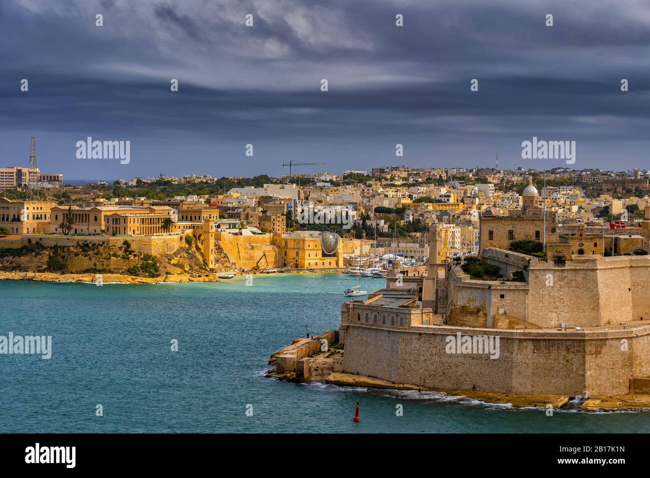 Malta, Birgu, Fort St. Angelo und Grand Harbour Stockfoto