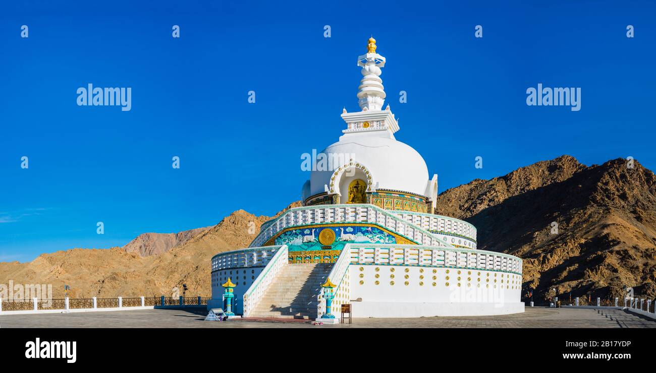 Shanti Stupa in LEH, Ladakh, Jammu und Kaschmir, Indien, Asien Stockfoto