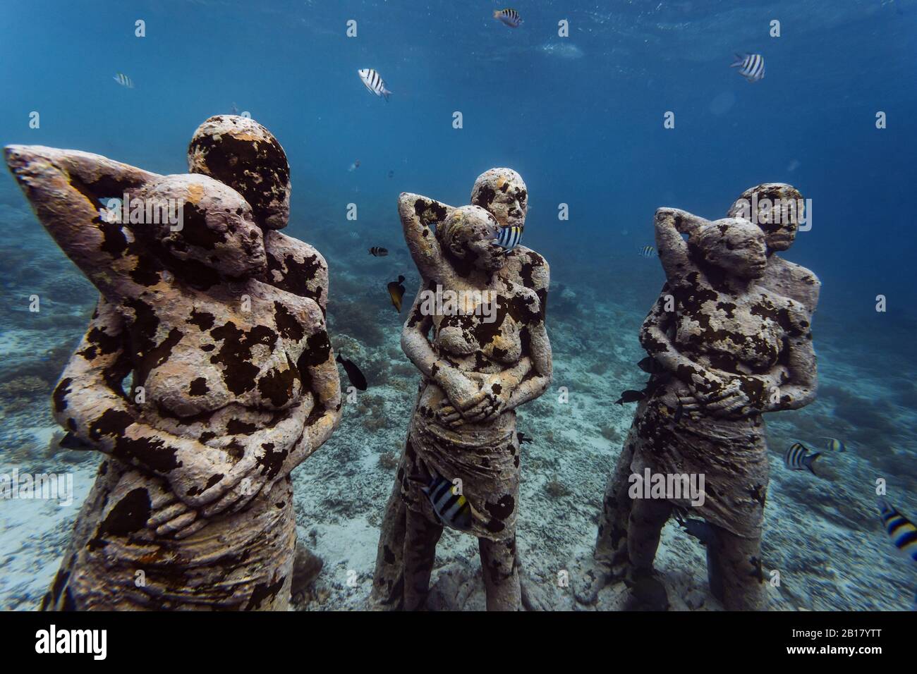Unterwasserskulpturen von Jason deCaires Taylor, Gili Meno Insel, Bali, Indonesien Stockfoto