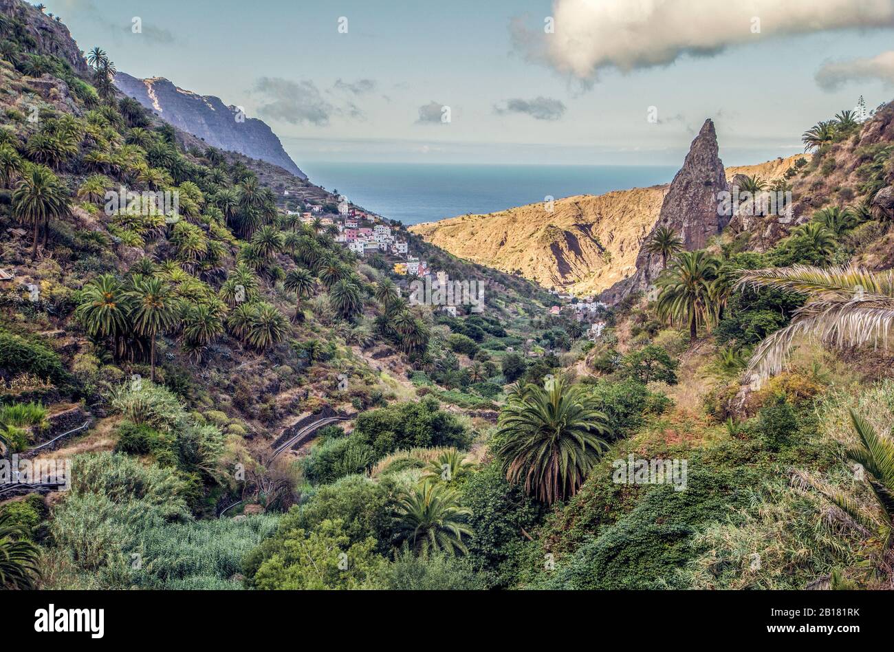 Spanien, La Gomera, Hermigua, Roques de San Pedro Stockfoto
